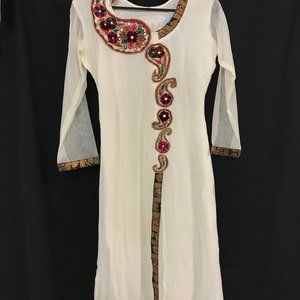 Indian Inspired White Detailed Dress